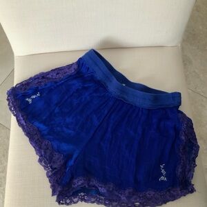 Free People Intimately Elegant Blue Lace Trim High Waist Shorts